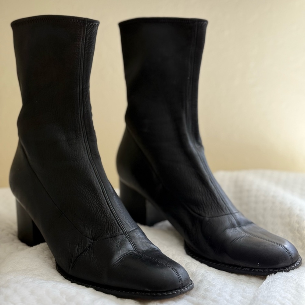 Vintage YSL Yves Saint Laurent square toed ankle boots